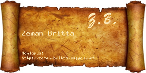 Zeman Britta névjegykártya